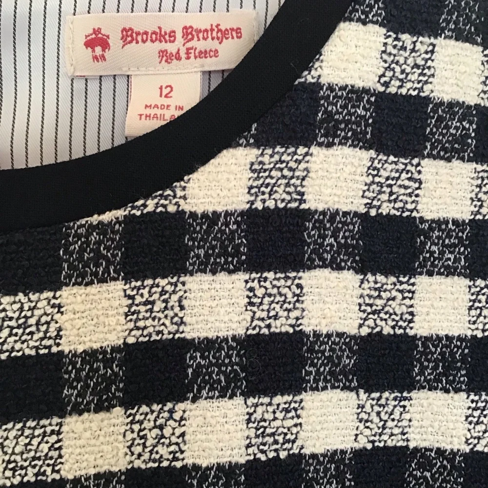 Brooks Brothers Navy and White Gingham Short Sleeve Dress with Contrast Trim - Picture 3 of 5